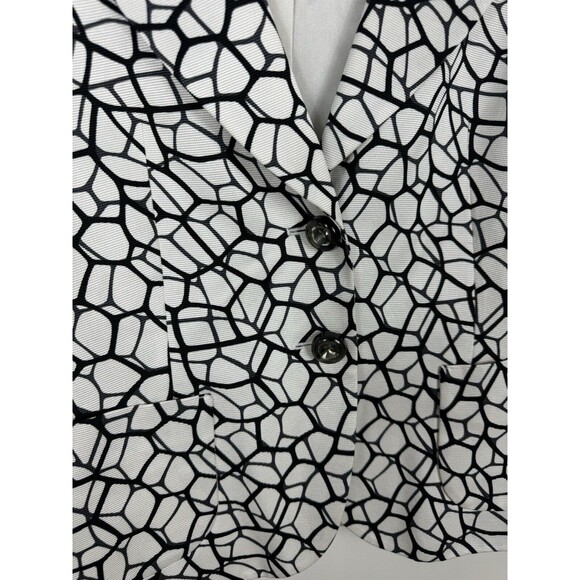 ESCADA Black & White Abstract Blazer 2 Button SZ 40 Collar Waist Length - Picture 4 of 11